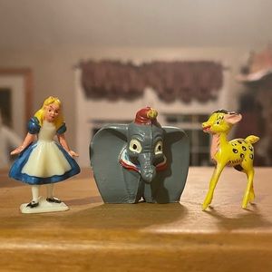 Antique vintage tiny Disney characters Alice in wonderland, dumbo, & Bambi